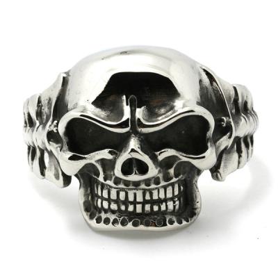 China Chain Bracelet Tone Skull Bangle For Men Silver Rock Mens 316l Stainless Steel Heavy Gothic Master Biker Skull Chain Bracelet for sale