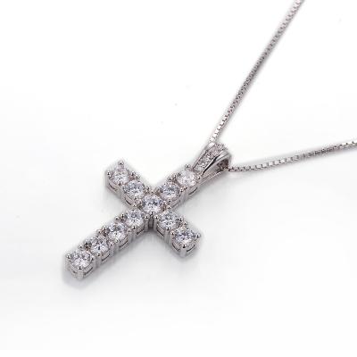 China Hiphop Cross Diamond Pendant Brass Zircon Pendant HipHop CZ Charm Rhodium Plated With Rope Box/Necklace for sale