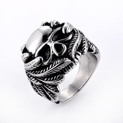 China Stainless Steel Stainless Steel Skull Ring with Wings for sale