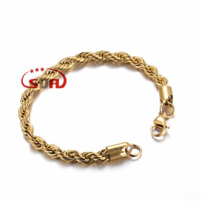 China 6MM Stainless Steel 316L Stainless Steel Bracelet Necklace Singapore Rope Chains 6MM Fashionable Thick 18K Gold Plated Mens Jewelry Bracelet for sale