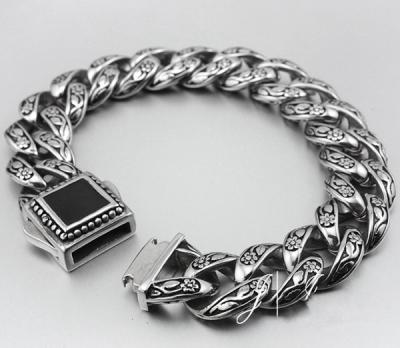 China Large Stainless Steel Link Bracelet Casting Flower Chain Metal Bracelet For Wholesale for sale