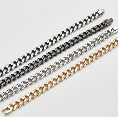 China Hiphop Hiphop Mens Bracelet 316 Stainless Steel Cuff Chain High Polished 11mm Wide for sale