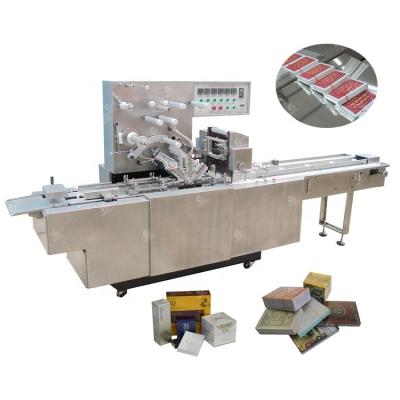 China Simple Easy Automatic Sticky Cards Cellophane Cards Playing Postcards Notes Soap Cookie Maintenance Operation Packing Wrapping Machine for sale