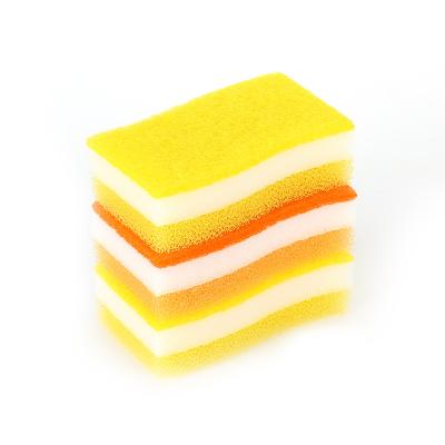 China Kitchen Cleaner Wave Shaped Cleaning Sponge Scrubber 3 Pcs for sale