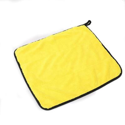 China Soft Multi Purposes Hemming 1200GSM Double Faced Coral Fleece Car Wash Cleaning Microfiber Fabric for sale