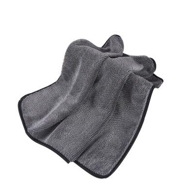 China 80%Polyester/20%Nylon Thicken 500 GSM Large Cleaning Car Glass Care Towel Microfiber Wax Cloth Gray Super Absorbent Gray Plush for sale