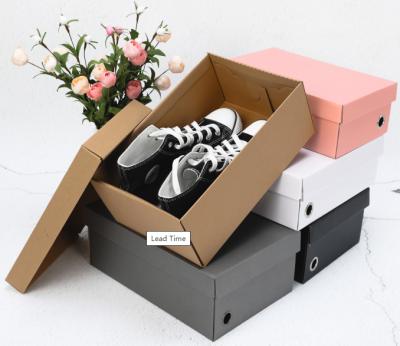 China Handmade Friendly Custom Logo E-Co Shipping Cheap Packaging Shoe Box In Different Colors for sale