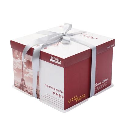 China Handmade Custom Two Piece Rigid Gift Packaging Boxes Lid And Base Detachable Box With Ribbon for sale