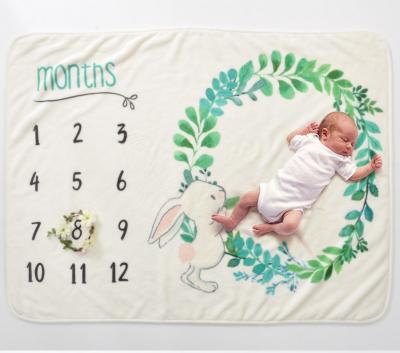 China PORTABLE Custom Baby Milestone Blanket Velvet Baby Monthly Blanket for sale