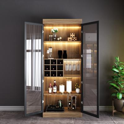 China Adjustable (other) Custom Retail wine cabinet bar living room furniture modern Wine Store Interior Design Wine Display Shelf Wooden Whiskey Display for sale