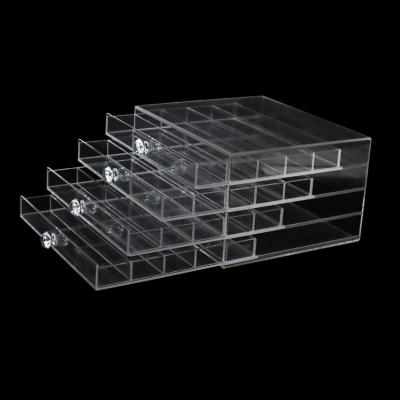 China Eco-friendly acrylic cosmetic with 4 drawers transparent acrylic jewelry cabinet with drawers acrylic display box for sale