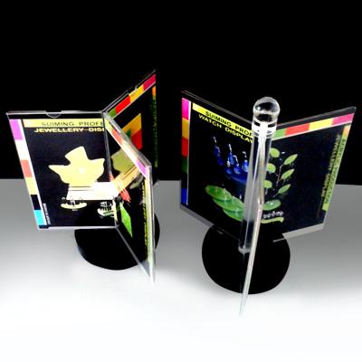 China Eco-friendly Acrylic Transparent High-definition Office Desk Rotating Display Stand Hexagon Supporting Silent Design for sale