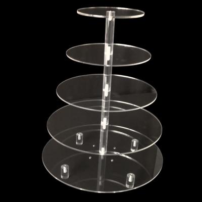 China 2022 Fashionable And Beautiful Hot Selling 5 Tier Acrylic Candy Snacks Cake Rotating Storage Round Rack for sale