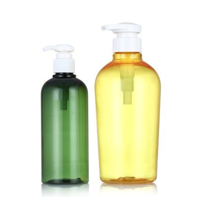 China Wholesale 500ml shampoo use gel pet shampoo and conditioner plastic flat bottles with pumps yellow head for sale