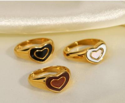 China 1Pcs CLASSIC Moq! Received within a week! Wholesale Customized Gold Plated Colorful Jewelry Double Layer Heart Rings For 2021 for sale