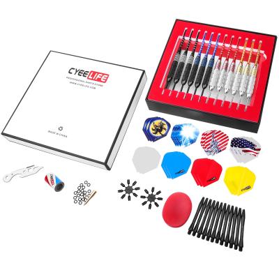 China CyeeLife 12Pack 20+22g Stylish Steel Tip Dart Set: 24 Shafts+Flights Finger Grip Rubber Rings Dart Tool Sharpener Flight Protectors for sale