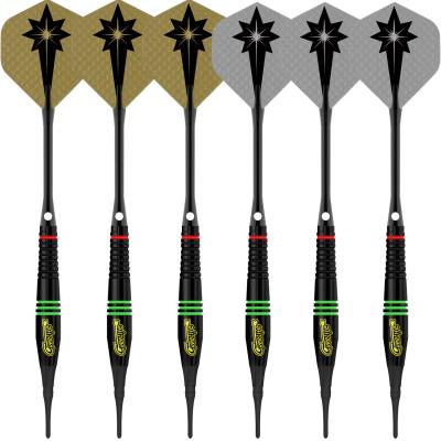 China Durable 6 Pack 18g Black Aluminum Brass Barrel 6 Shafts & Soft Set Of 12 Aluminum Foil Flights Tip Darts for sale