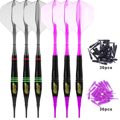 China 2 Styles Durable CyeeLife Black and Pink Brass Barrel Plus Flights 18g Durable Built-in Soft Tip Darts 6pack Set for sale