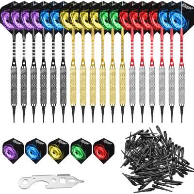 China Durable 18 Pack Shafts 18g Extra Flights Aluminum And Plastic Dots Machine Soft Tip Darts Set for sale