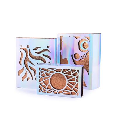 China Recycled Materials Custom Laser Cutting Colorful Rigid Folding Paper Sleeve Box For Makeup for sale