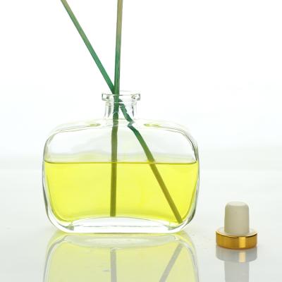 China OEM Style Reed Diffuser Glass Empty Bottles Custom Flat With Rubber Stopper For Aroma for sale