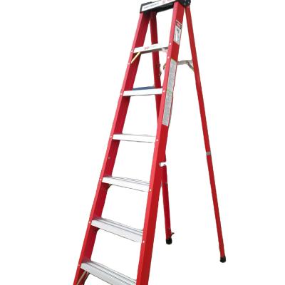 China Modern Fiberglass 7steps Folding Step Ladder It's Safety in Red Color Selling Well for sale