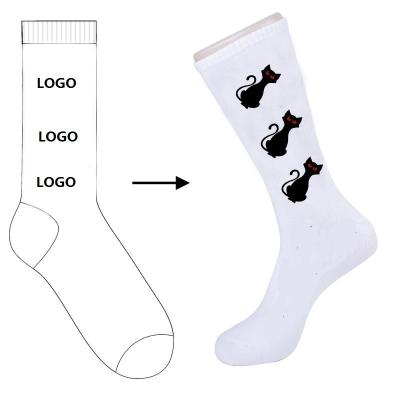 China Sporty Custom Womens Mens Fun With Words Novelty Cat Crew Socks for sale