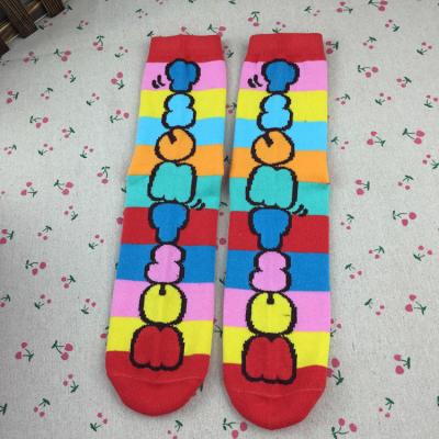 China QUICK DRY Mens Spandex Cotton Prints with Logo Rainbow Socks Custom Made for sale