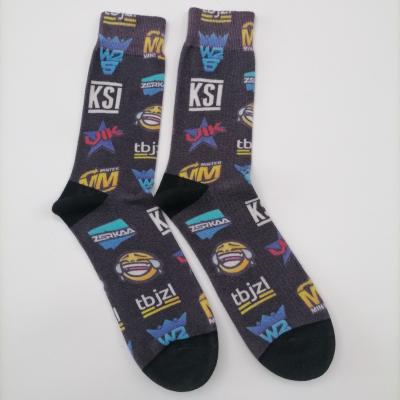 China QUICK DRY Cotton Spandex Socks Factory Mens Letter Fashion Custom Printed Socks for sale