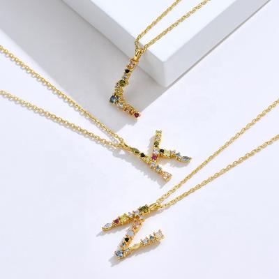 China CLASSIC Jewelry Sterling Silver Gold Plated ZirconCZ 925 Silver Colored DIY Letter Necklace Custom Jewelry Woman Fashion Pendant for sale