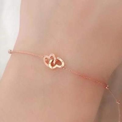 China Real Solid 18K Gold Heart Betrayal Bangle Charm Bracelet 18K Gold Tasty Bracelet CLASSIC Luxury Tiny Heart Jewelry for sale