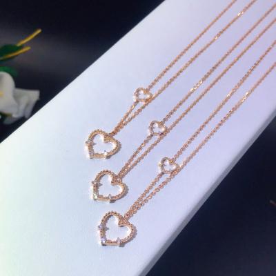 China CLASSIC Heart Shape 18k Gold Diamond Necklace Jewelry Gift Choker Pendant Necklace For Women Gold Party Stone for sale