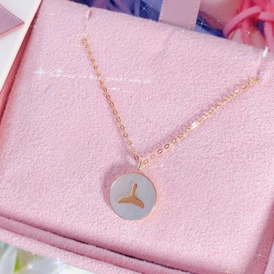 China CLASSIC White Mother of Pearl 18k Gold Pendant Necklace Hollow-Carved Design Dolphin Pendant for sale