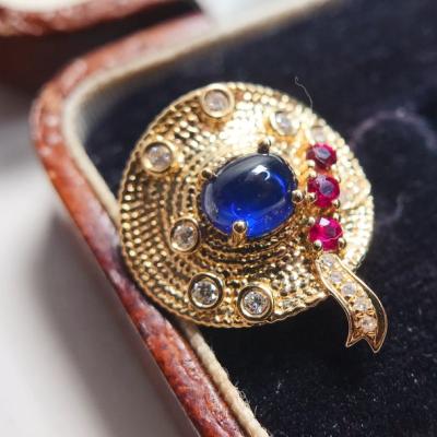 China Vintage Customized Women Elegant Jewelry Circle Shape Natural Sapphire Ruby Pendant Necklace 14k Gold Oval Solid Gold Diamond Necklace for sale