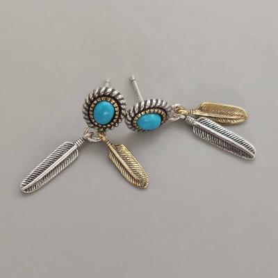 China Crystal Turquoise 925 Sterling Silver Drop Earrings Turquoise CLASSIC Silver Earrings Turquoise 925 Vintage Turquoise Earrings for sale