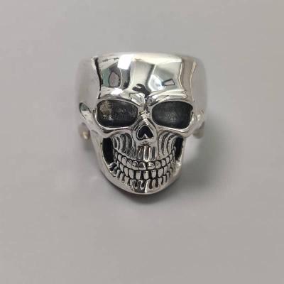 China 925 Sterling Silver Punk Skull Ring Custom Skull Rings Gold Plated Jewelry 925 Sterling Silver Skull Ring Men for sale