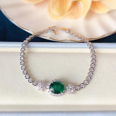 China Elegant Women Emerald Tennis Bracelets Natural Romantic New Design for sale