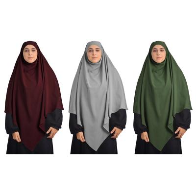 China New Non Opaque Stretch Long Khimar High Quality Abaya Khimar Woven by Muslim Women Solid Color Nida Nida Khimar 2021 for sale