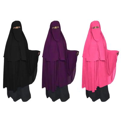 China Quality Solid Canvas Hemp Long Niqab With Loop Long Chadar Chadar Scarf Hijab Niqab Shawl for sale