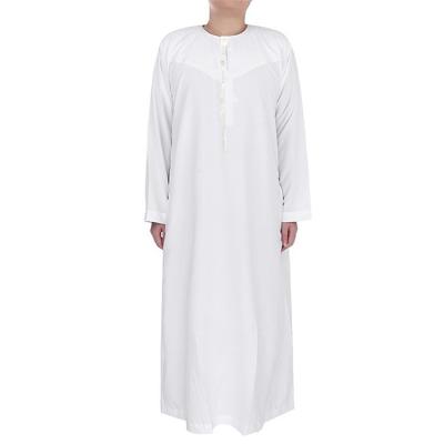 China Low Price White Mens Abaya Thobe Robe Thobe Arab Abaya Round Neck Middle East Polyester Oman Mens Robe for sale