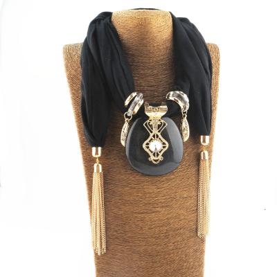 China Polyester Metal Chain Tassel Exaggerated Accessories Source Factory Direct Sales Jewelry Scarf Necklace Ethnic Religious Decoration for sale