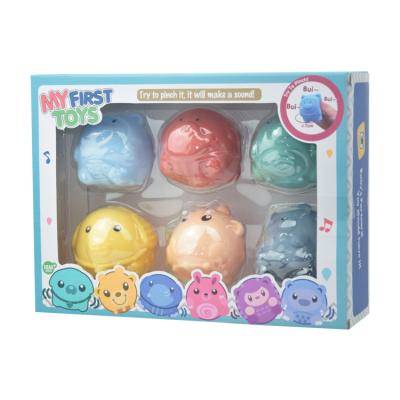 China Funny Infant Squeeze Gift Infant Squeeze Ball Montessori Soft Baby Toys Sensory Balls With Bell Inside for sale