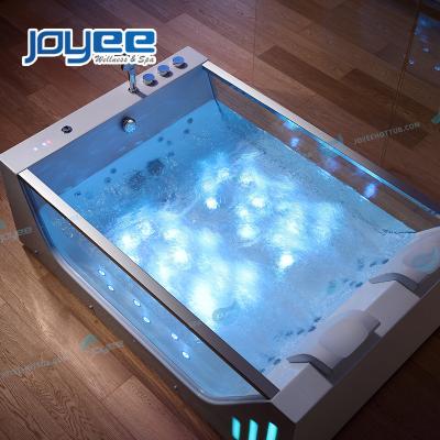 China Hot Tub JOYEE 2 Combo Whirlpool People Spa Whirlpool Massage Hot Shower Acrylic Hydraulic Rectangular Transparent Glass Water Hot Tub for sale