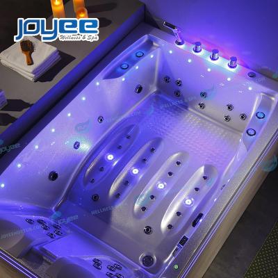 China ERC Skirt with JOYEE Modern Hot Tub Luxury Hot Tub Led Fountain Freestanding Bathtub with 2 Person Seat for sale