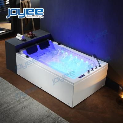 China Indoor Skirted Bathtub Price (Left Skirted) JOYEE 2 Person Whirlpool Massage Bathtub Luxury Spa Bathtub Double Side Hot Tub With Double Waterfall for sale