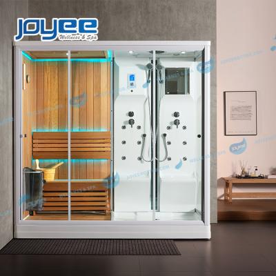 China JOYEE wooden computer control panel sauna and steam combined jakuzi sauna room and steam bath combination for sale for sale