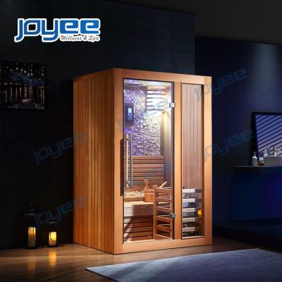 China JOYEE Computer Control Panel Mini Sauna Manufacturers Red Cedar Steam Wood Sauna Bath Indoor Room with Calentadores Para Sauna for sale