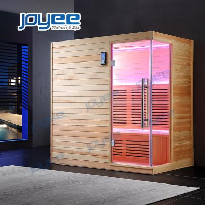 China Computer Control Panel JOYEE 2 4 People Use Fashion Glass Dry Sauna Heater Tradition Family Health Door Wooden Room With Sauna Accessories for sale