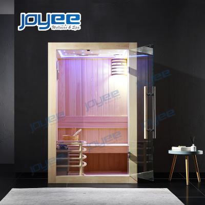 China JOYEE Computer Control Panel Spa Healthy Products 2 New Small Indoor 4 Person Sauna Bath Hemlock Canada Red Cedar Sauna Steam Room for sale