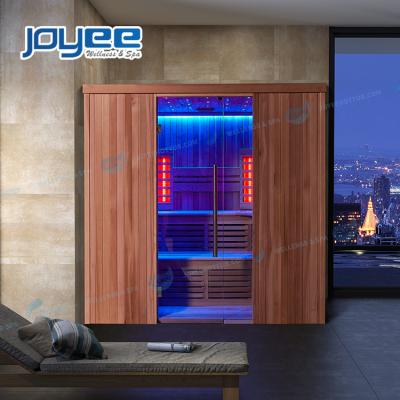 China JOYEE Computer Control Panel Customized Cheap Electric Infrared Sauna Combined Family 3 Persons Corner Family Size 4 Traditional Wooden Indoor Dry Sauna 4 Person for sale